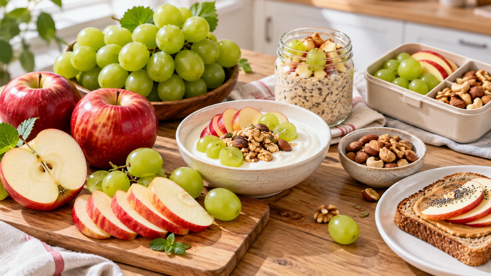 Bữa phụ khỏe đẹp: 6 cách kết hợp táo và nho ngon, dễ làm